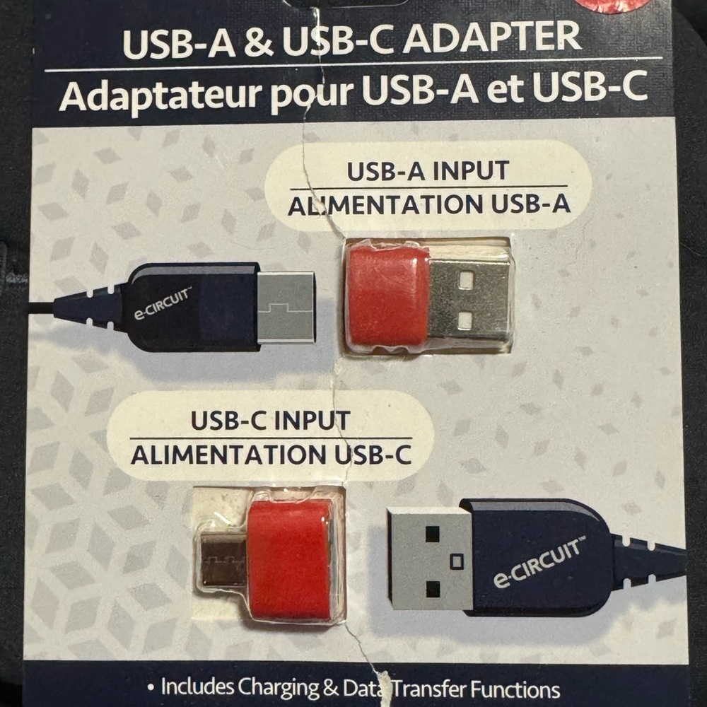 USB-A & USB-C Adapter Set - Red and Black